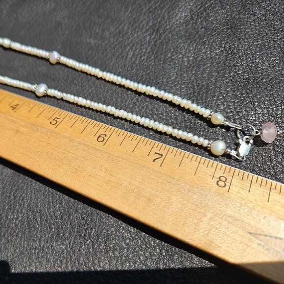 Rose Quartz and Freshwater Pearl Necklace - Picture 8 of 8